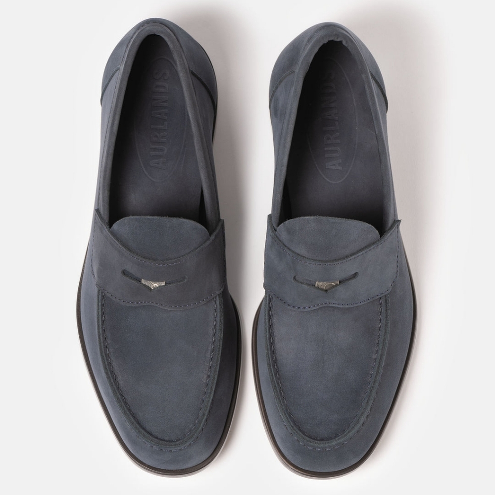Aurlands Navy Handmade Norway Penny Leather Loafer Sz 42/10 EUC